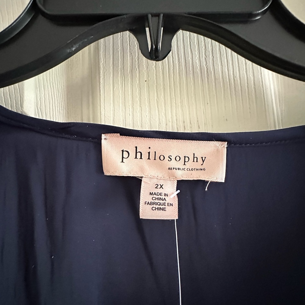 Philosophy Deep Navy Butterfly Sleeve Blouse